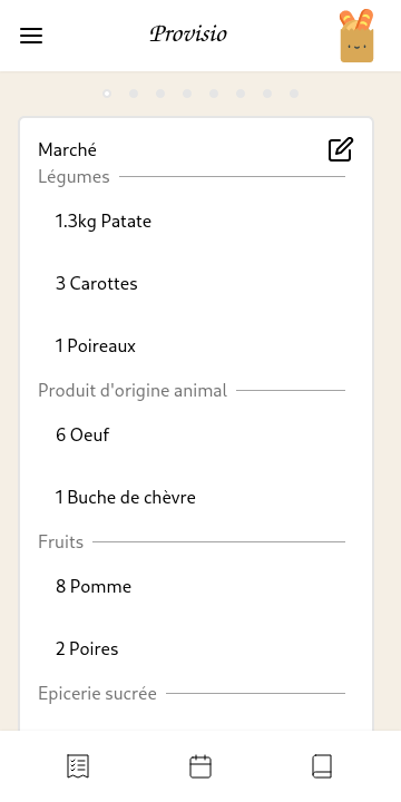 Provisio list screenshot for market